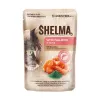 Nassfutter für Katzen SHELMA mit Lachs und Kabeljau in Sauce, 4 x 85 g Beutel, 81 % Feuchtigkeit, 10 % Protein