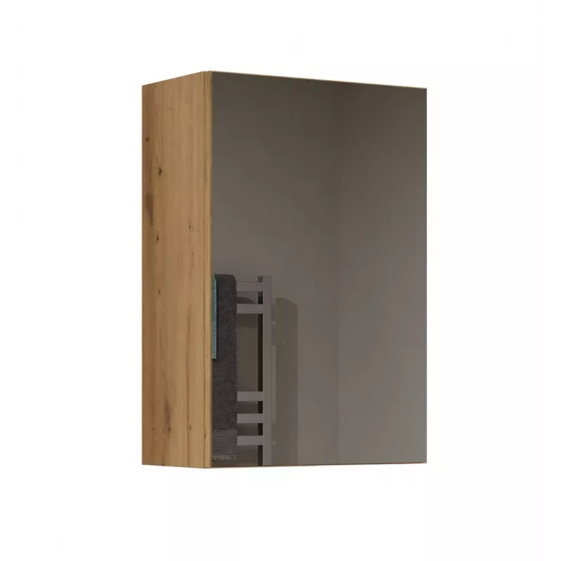 Badezimmer-Aufbewahrungsschrank Top e shop POLA 1DL ARTISAN — wandmontiert, Eichenrahmen, 400×220×600 mm, 3 Regalböden