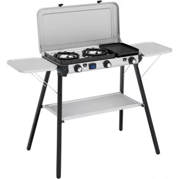 Camping Kitchen 2 Multi Cook Plus, Gaskocher Grau, 2 Kochzonen 2x 1,8 kW + Grillplatte 0,9 kW, Modell 2025