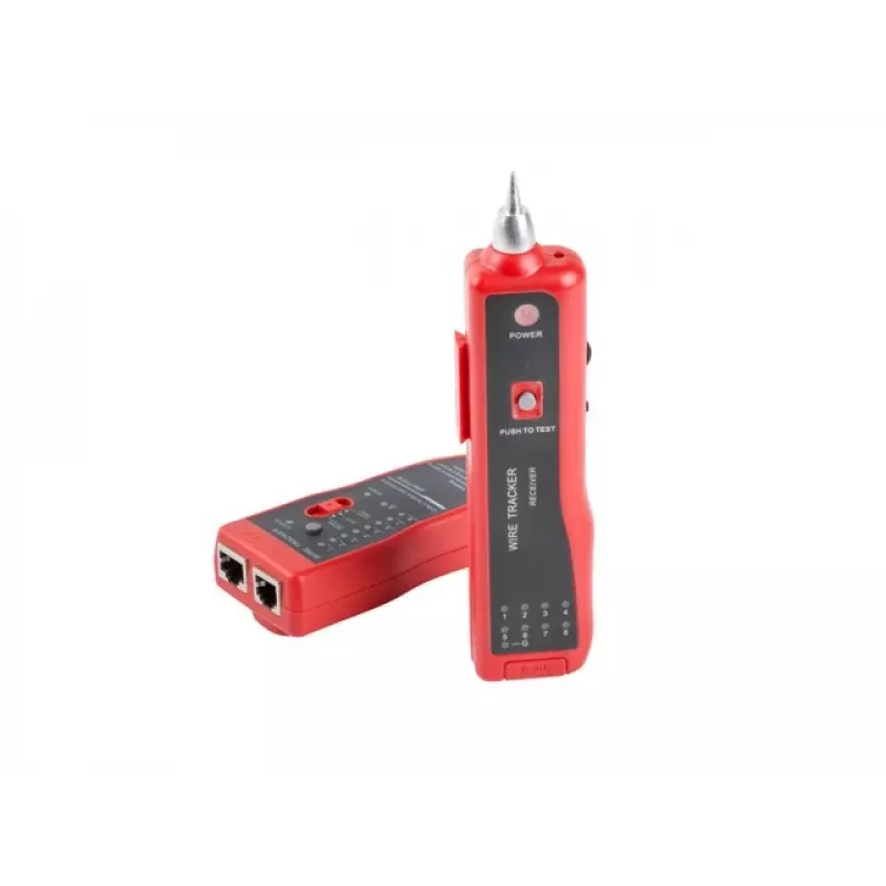 LANBERG Netzwerkkabeltester NT-0501 — RJ-11/RJ-12/RJ-45-Unterstützung, max. Länge 250 m, integrierte Batterie, LED-Anzeigen, schwarz