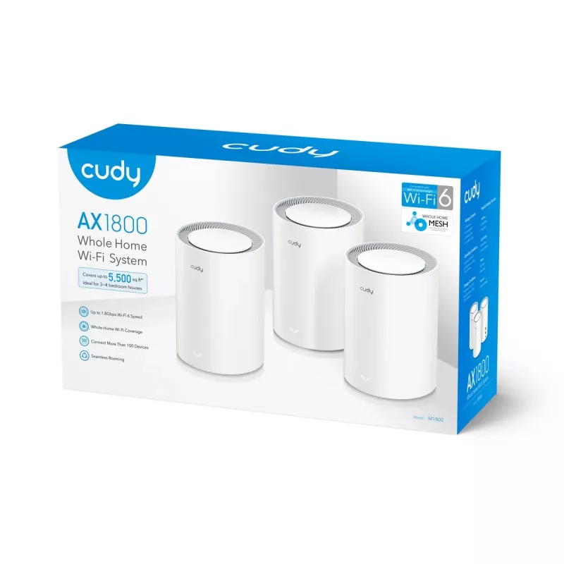 Cudy M1800 3er-Pack Dual-Band (2,4 GHz / 5 GHz) Wi-Fi 6 (802.11ax) Weiß 1 Intern
