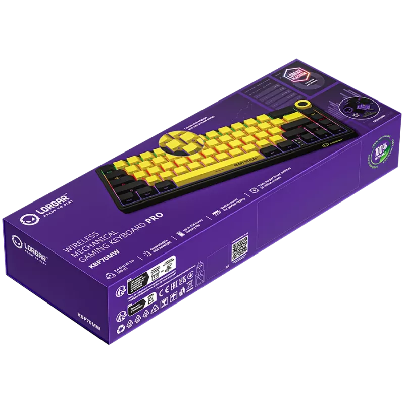 Mechanische Gaming-Tastatur LORGAR KBP70MW 65% Schwarz Gelb EN-Layout