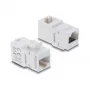 Keystone-Kupplung DELOCK RJ45 Buchse-zu-Buchse Cat.6A 90° abgewinkelt UTP weiß, flach 16,9×33,1×19,9 mm