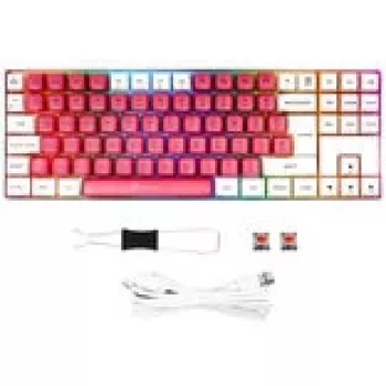 Mechanische Gaming-Tastatur GAMIAC TKL90G mit Kailh Red Schaltern, Tenkeyless, Weiß/Rot