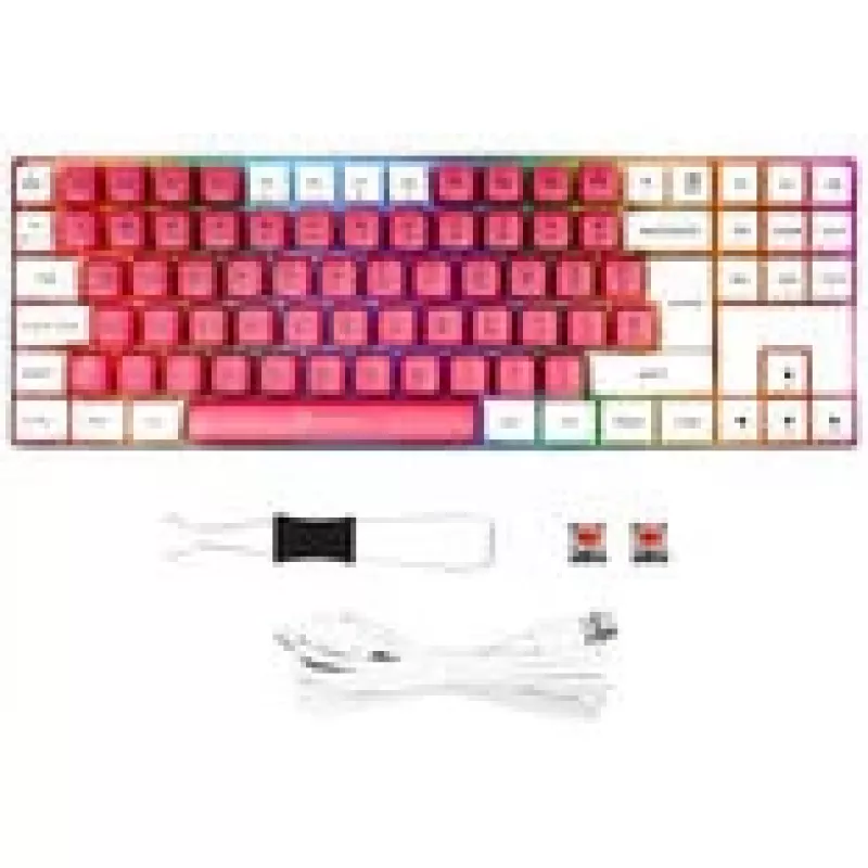 Mechanische Gaming-Tastatur GAMIAC TKL90G mit Kailh Red Schaltern, Tenkeyless, Weiß/Rot