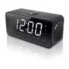 Weckerradio Muse M-192 CR — Digitaluhr, FM-Tuner, 1,8-Zoll-LED-Anzeige, schwarzes Holz, AC 100–240V, AAA-Backup