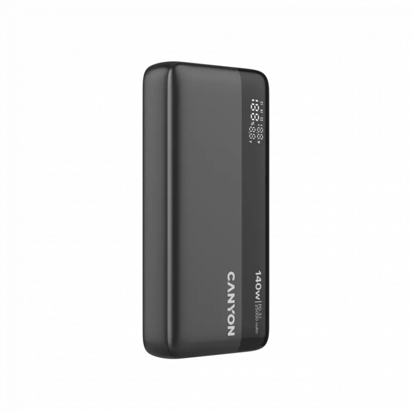 CANYON Power Bank PB-240, 25000mAh PD140W Display Powerbank, Größe 160,0x82x27 mm, Gewicht 508±10g, Dunkelgrau