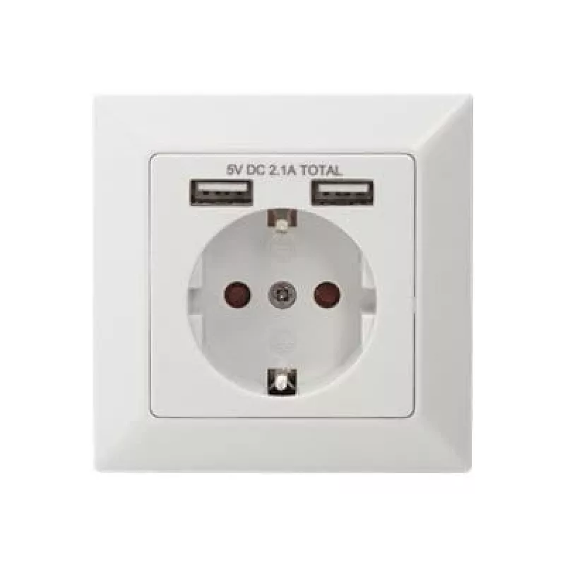 Sicherheitssteckdose für Unterputzmontage Digitus DA-70613 mit 2 USB-Anschlüssen