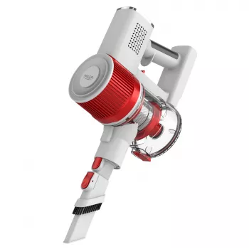 Akku-Staubsauger Adler AD 7051 — 300 W max, 22,2 V Batterie, 0,6 L beutellos, Edelstahlrohr, EPA F8, LED-Licht, weiß/rot