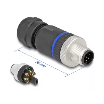 DeLOCK M12 Steckverbinder A-codiert 8-polig Stecker Schraubanschluss