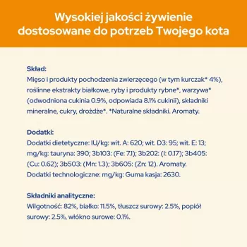 Nassfutter für Katzen Purina Nestlé Adult 1+ 10×85 g — Huhn, 11,5% Protein, 82% Feuchtigkeit