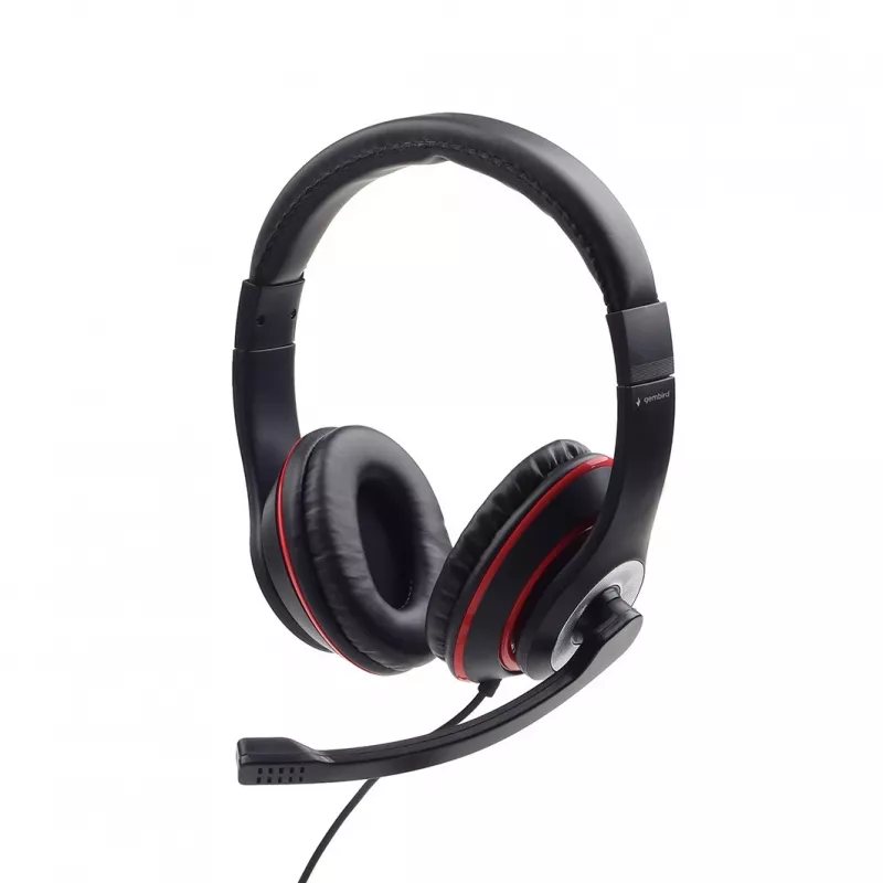 Kabelgebundenes Gaming-Headset GEMBIRD MHS-03-BKRD — binaural, ohrumschließend, 3,5 mm, 1,8 m Kabel, rot/schwarz