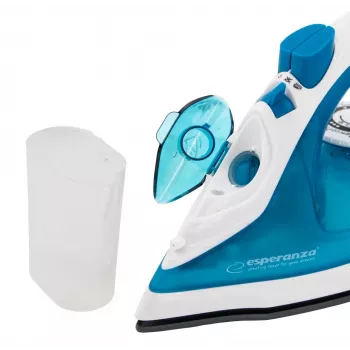 Dampfbügeleisen ESPERANZA EHI002 — 2200 W, Keramiksohle, Vertikaldampf, 0,815 kg, weiß/blau