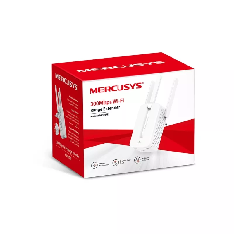 Mercusys WiFi N Repeater 300Mbps WiFi Network Extender Wireless Amplifier MW300RE (N300, 2 externe Antennen)