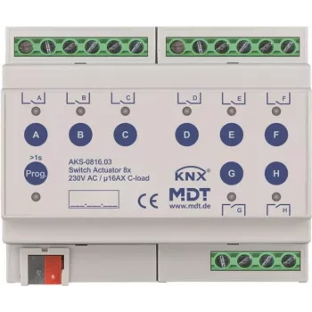 MDT AKS-0816.03 Schaltaktor 8-fach, 6TE, REG, 16A, 230VA (AKS-0816.03)