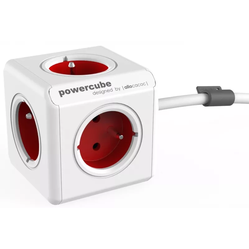 Allocacoc 2304/FREXPC Steckdosenleiste 3 m 5 AC-Steckdosen Innen Rot, Weiß