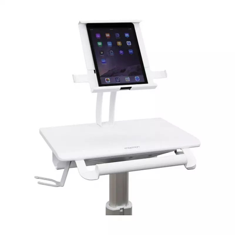 Ergotron Tablet-Wagen, SV10 – Wagen für Tablet / Tastatur – medizinisch – Metall – Weiß, Aluminium – Bildschirmgröße: bis 30,5 cm (bis 12 Zoll)