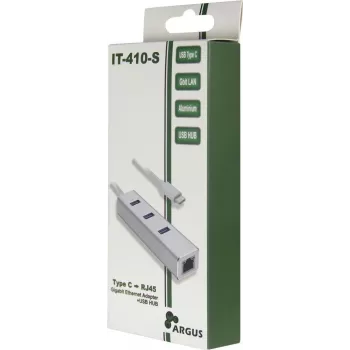Inter-Tech Argus IT-410-S - USB 3.2 Gen 1 (3.1 Gen 1) Type-C - RJ-45 - USB 3.2 Gen 1 (3.1 Gen 1) Type-A - Grau - Aluminium - LAN - USB - Gigabit Ethernet (88885472)