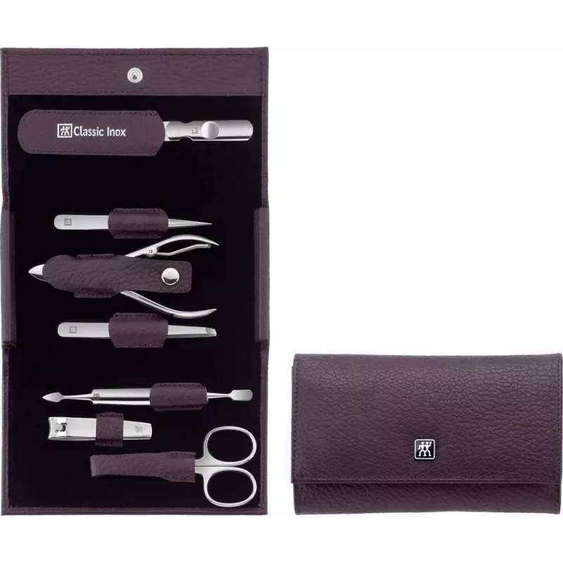 ZWILLING Classic Edelstahl Reise-Maniküreset 97646-008-0, violette Hülle, 7-teilig