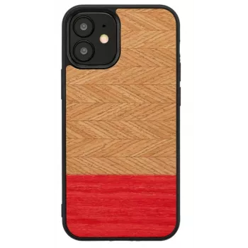 Schutz-Handyhülle Man and Wood für iPhone 12 mini – Fischgrätmuster azalea Schwarz