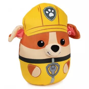 PAW Patrol Rubble Squish Plüschtier, offizielles Spielzeug aus der beliebten Zeichentrickserie, kuscheliges Stofftier für Kinder ab 1 Jahr, 30 cm