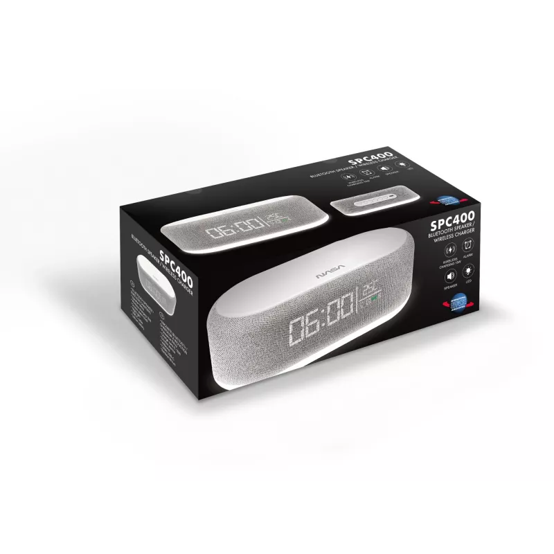Bluetooth-Lautsprecher, Wecker und kabelloses Ladegerät Nasa SPC400