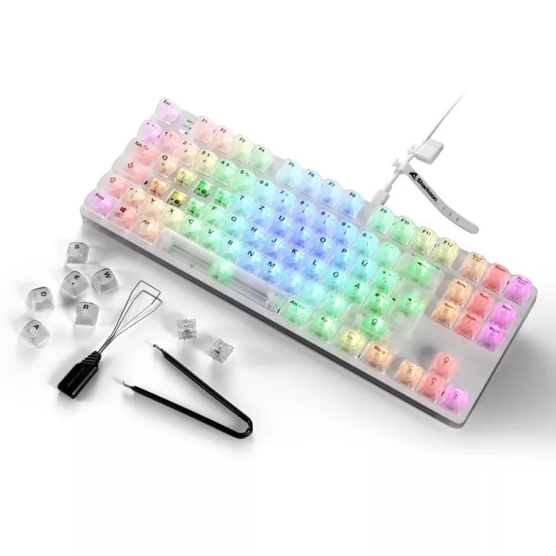 Crystal Shark, Gaming-Tastatur Weiß, DE-Layout, KTT