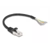 DeLOCK Kabel RJ50 Stecker auf offene Kabelenden S/FTP 0,25 m schwarz