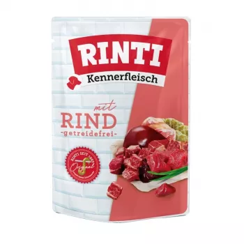 Nassfutter RINTI Kennerfleisch Rind 400 g — Monoprotein Rind, Alleinfuttermittel für ausgewachsene Hunde, 400 g