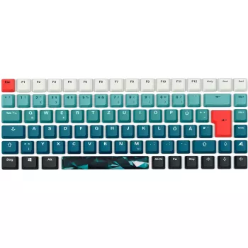 Tastatur Sharkoon SKILLER SGK50 S3 Design Bundle D1 grau-grün rot — kabelgebundene Gaming-Tastatur, kompaktes Layout