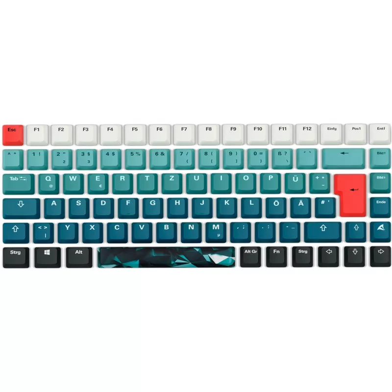 Tastatur Sharkoon SKILLER SGK50 S3 Design Bundle D1 grau-grün rot — kabelgebundene Gaming-Tastatur, kompaktes Layout