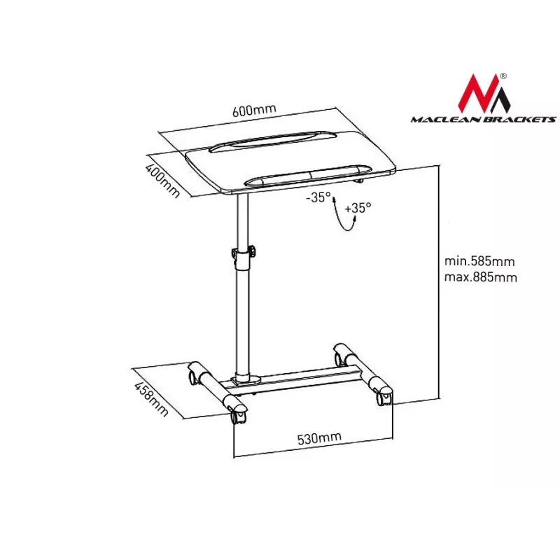 Maclean Laptop/Projektor-Wagen, rollbar, MC-671