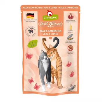 Nassfutter für Katzen Fox4Pets DeliCATessen Kalb und Kaninchen 85 g Beutel, Alleinfuttermittel, gluten- und sojafrei
