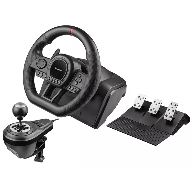 Manueller Gangschalthebel TRACER TRAJOY47345 — kabelgebundener 6-in-1-Simracer-Controller, 1,8 m Kabel, schwarz, ergonomischer rutschfester Griff, 270°-Drehung