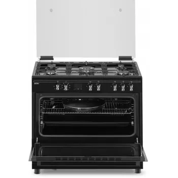 Gas-Elektroherd MPM MPM-93-KGM-32 90 cm mit Gaskochfeld, Elektrobackofen, 5 Brennern, schwarz, Energieeffizienzklasse A
