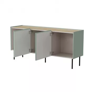 Kommode cama meble FELLINI 150×40×70 cm, olivfarben mit geölter Eichenplatte, MDF-Korpus