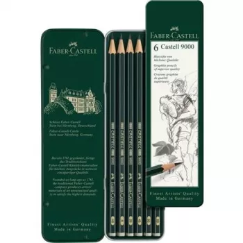 Graphitstift Faber-Castell 9000 Grün Wood 6 Stück