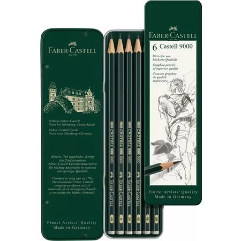 Graphitstift Faber-Castell 9000 Grün Wood 6 Stück