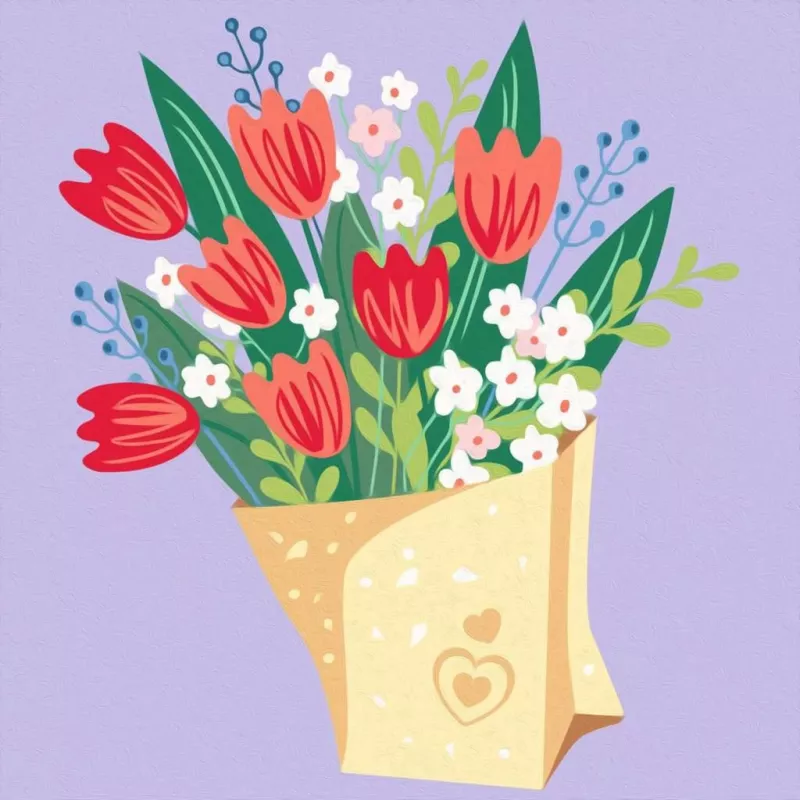 Malen-nach-Zahlen-Set Ravensburger CreArt - Tulpenstrauß-Bild, Modell 25518