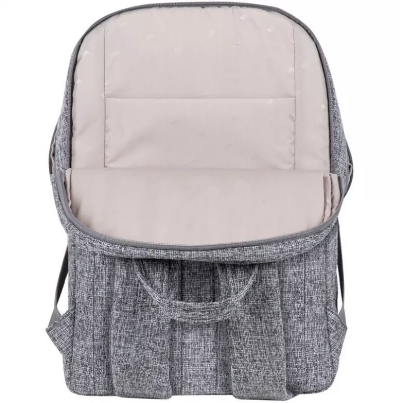 RIVACASE Anvik 15.6 Laptop-Rucksack, 15L, grau, wasserdichtes Gewebe, Fächer für 10.5 Tablet, Smartphone, Dokumente, Zubehör, Flasche