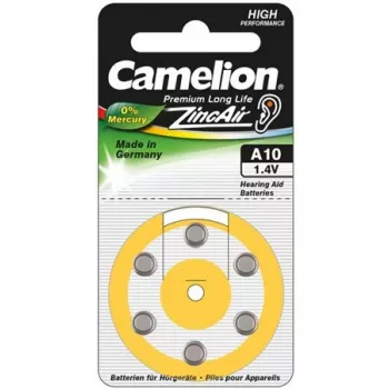 Knopfzellen CAMELION A10 / DA10 / ZL10 Zink-Luft – 6 Stück
