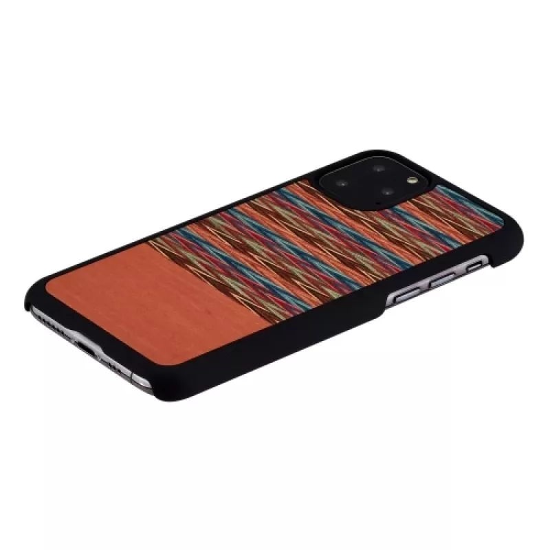 Smartphone-Hülle man and wood für iPhone 11 Pro – braunes Karomuster mit schwarzem Rand