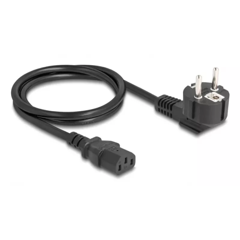 Netzkabel DELOCK CEE 7/7 (E+F) auf IEC C13 90° abgewinkelt, 1 m, H05VV-F 3x1,00 mm², schwarz
