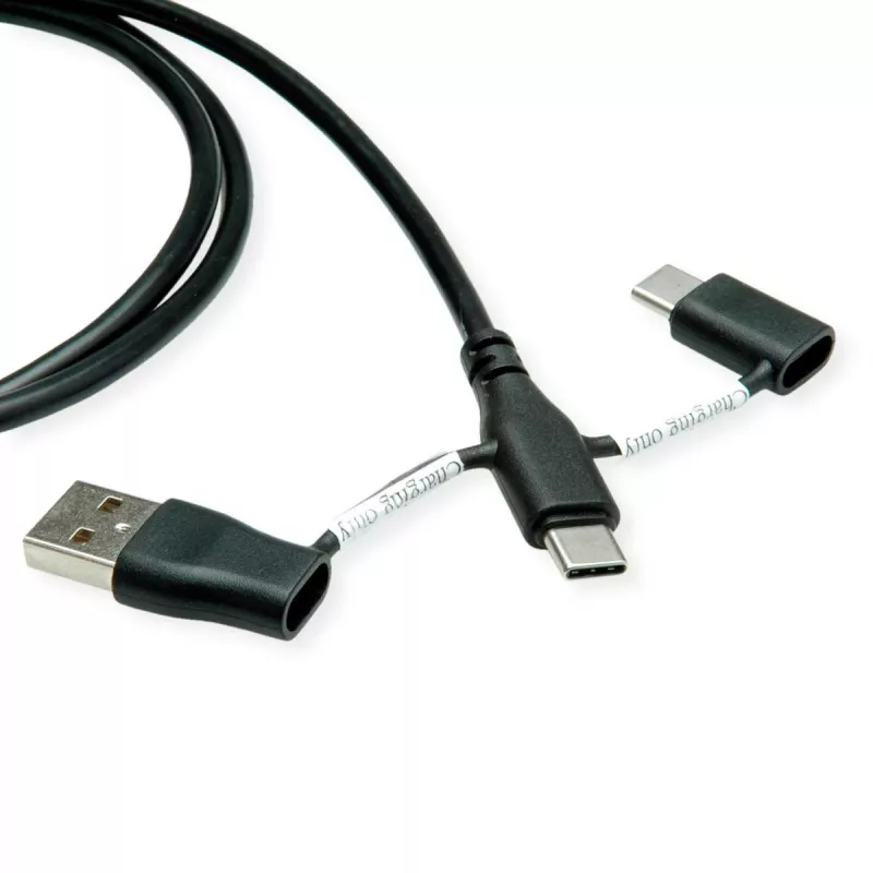 ROLINE USB 2.0 Kabel Typ C ST/ST mit Datenblockierungsadaptern A und C - Kabel - Digital/Daten