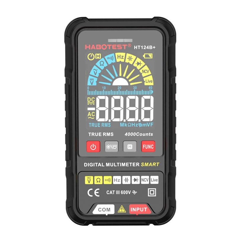Digitalmultimeter Habotest HT124B+ — AC/DC-Spannungs- und Widerstandsmessung