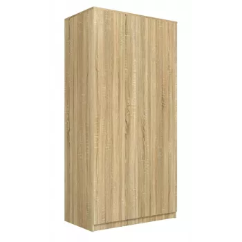 Kleiderschrank Top E Shop SD-90 SON KPL, Eichenfarbener Rahmen, 7 Einlegeböden, 2 Türen