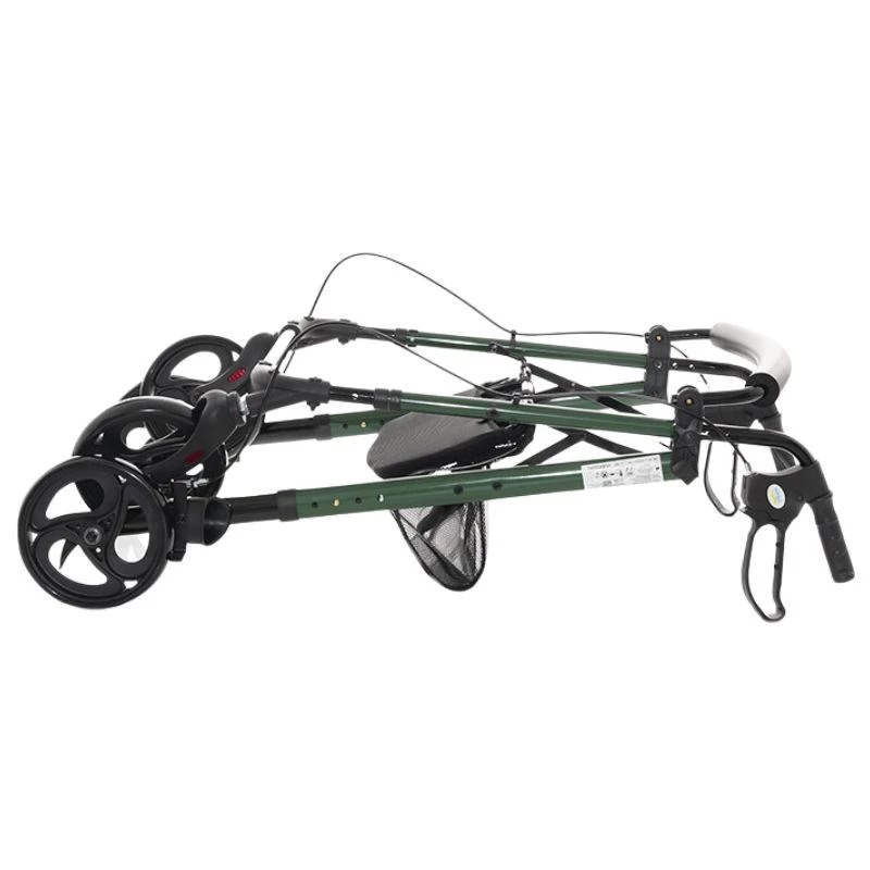 Rollator MDH Grün mit Sitz und Tasche – Aluminiumrahmen, 4 Räder, höhenverstellbar, max. Belastung 136 kg