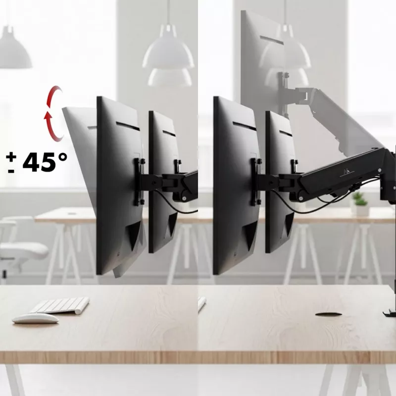 Maclean 2-fach Monitorhalterung, Gasfeder, 17-32 inch, 2-10 kg, schwarz, MC-136