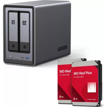UGREEN NASync DXP2800 2-Bay-NAS-System mit 2 × Western Digital 8TB WD80EFPX