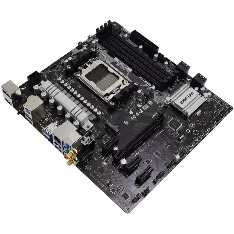 Motherboard BIOSTAR A620MP-E PRO — AMD A620 microATX, Sockel AM5, DDR5, 4 DIMM, max. 128 GB, 2,5Gb LAN